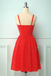 Robe à fleurs rouge vintage avec bouton