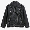 Blouson Retro Simili Cuir Noir Femme