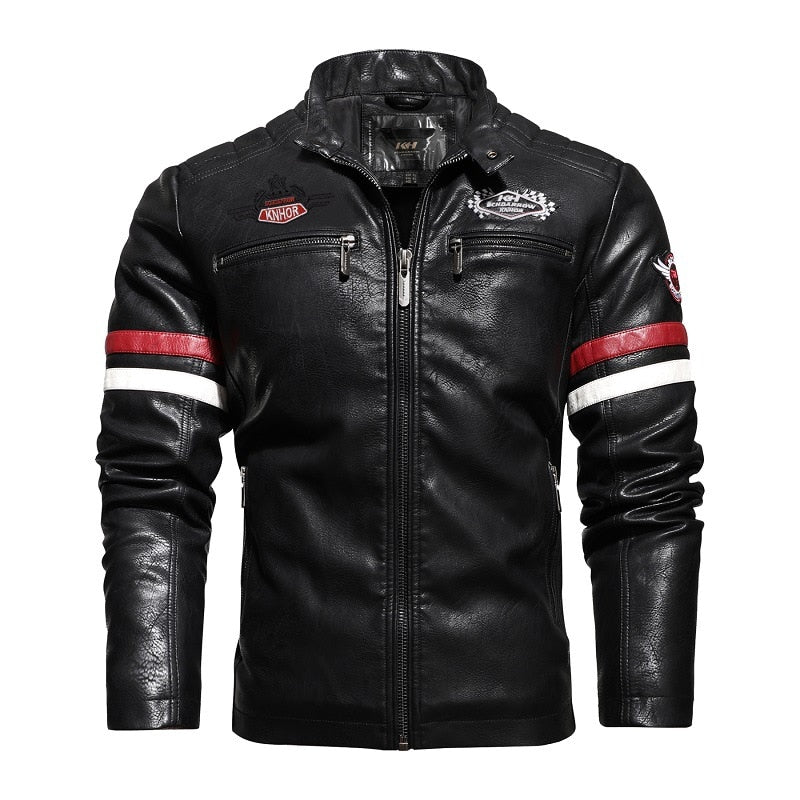 Blouson Vintage Motard Patchwork