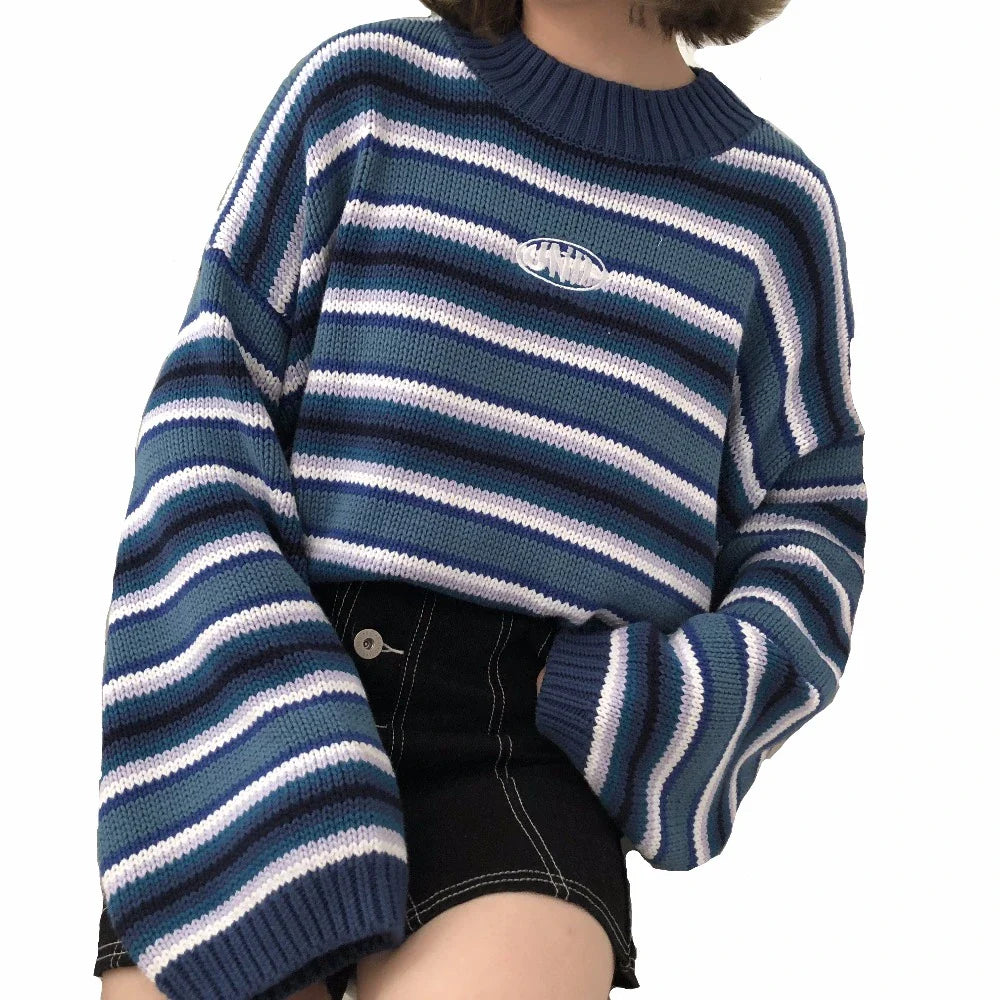 Pull Bleu Rayé Vintage