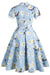 Robe imprimée bleu été des années 1950