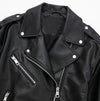 Blouson Retro Simili Cuir Noir Femme