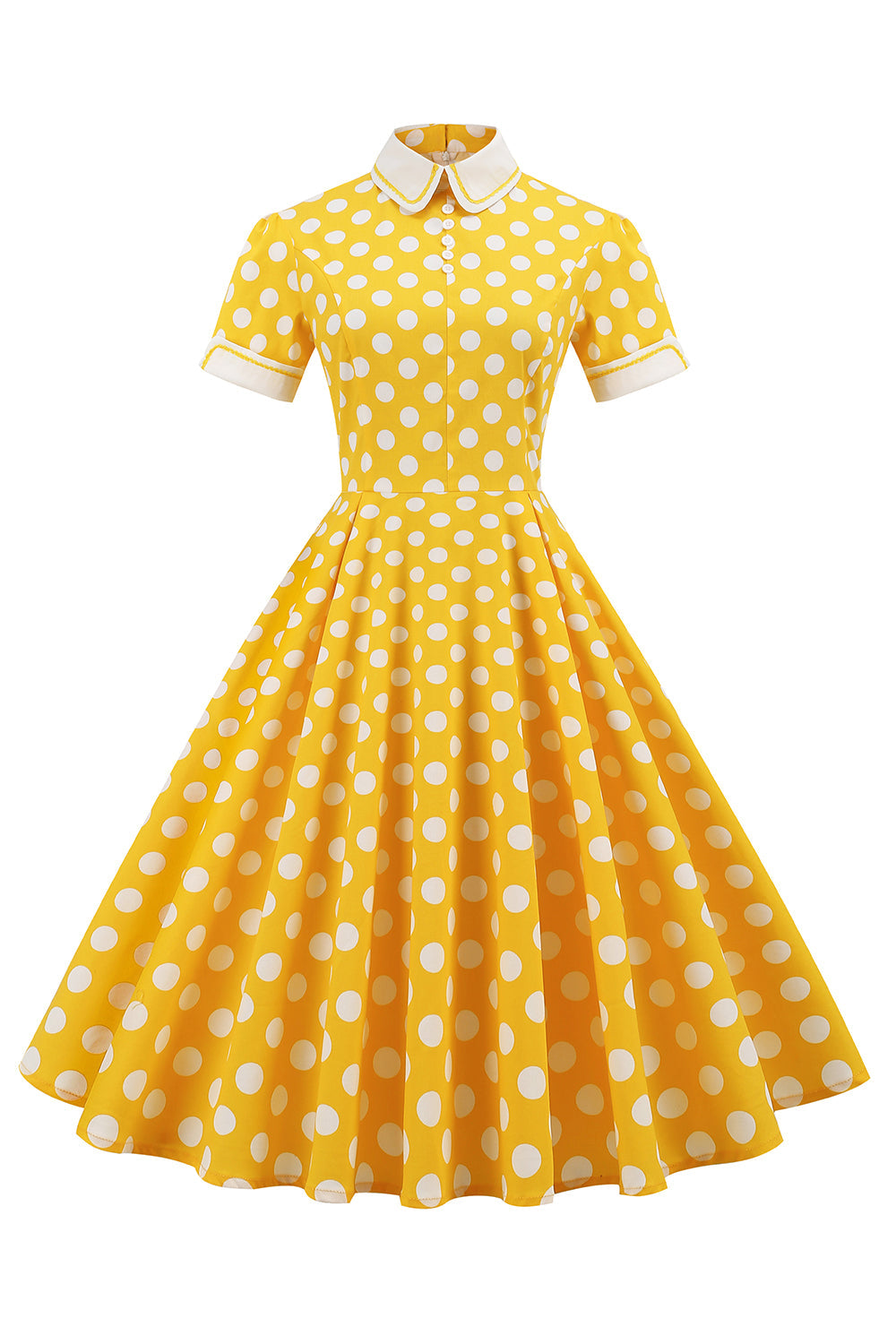 Robe Stylée Vintage à pois jaunes