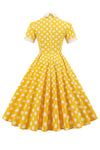 Robe Stylée Vintage à pois jaunes