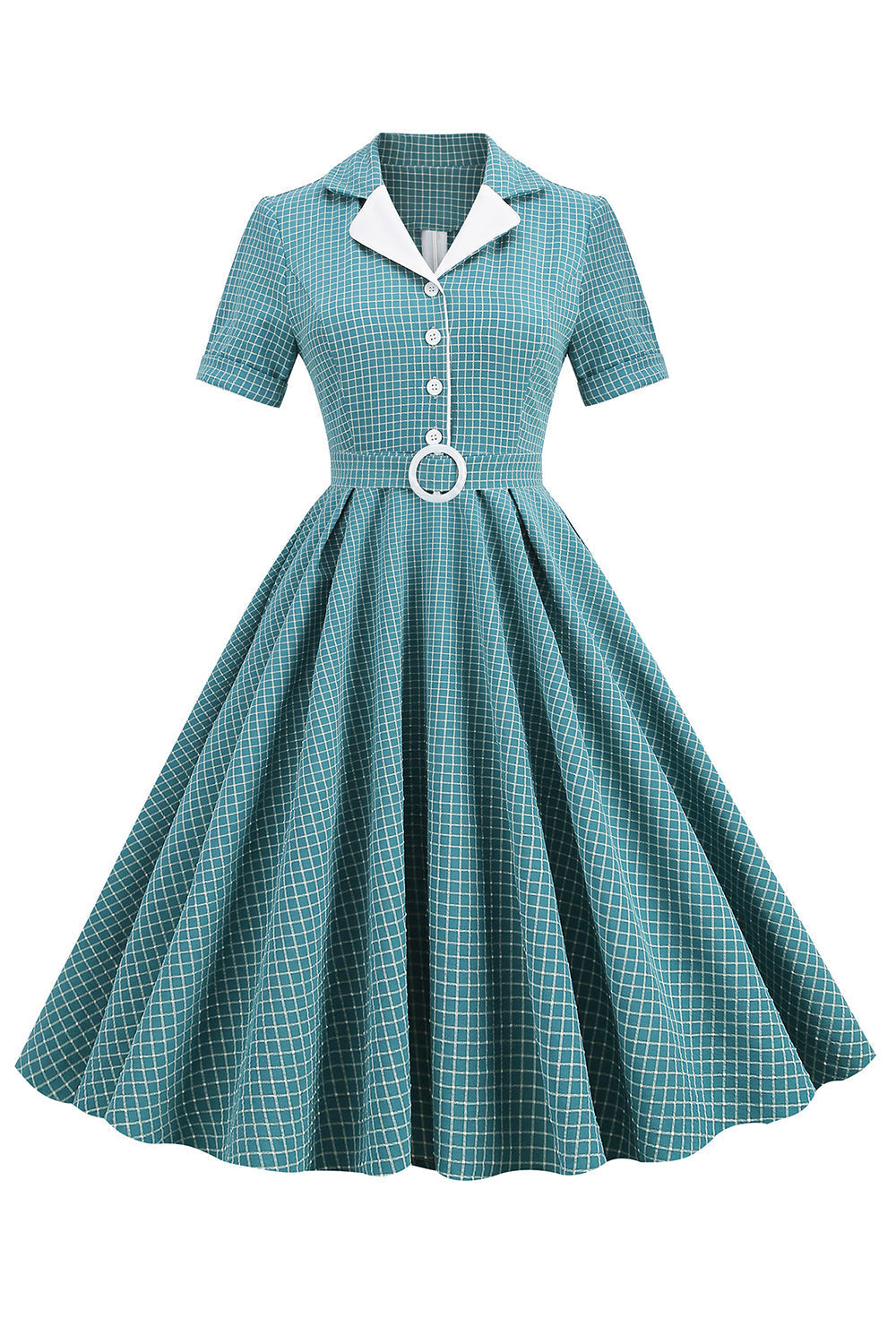 Robe Vintage à Plaid et à Ceinture des années 1950