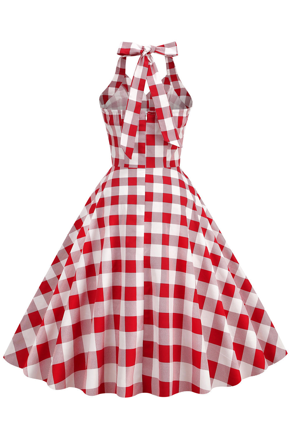 Robe Trapèze Rouge Plaid Vintage des années 1950