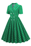 Robe Verte à Pois Style Vintage