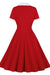 Robe balançoire à col revers rouge des années 50