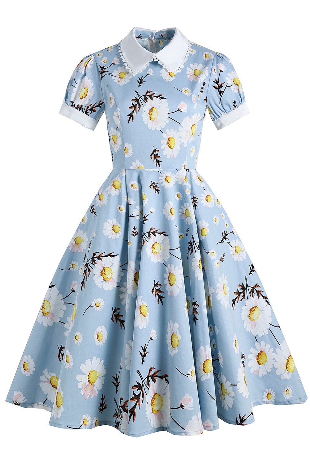 Robe imprimée bleu été des années 1950