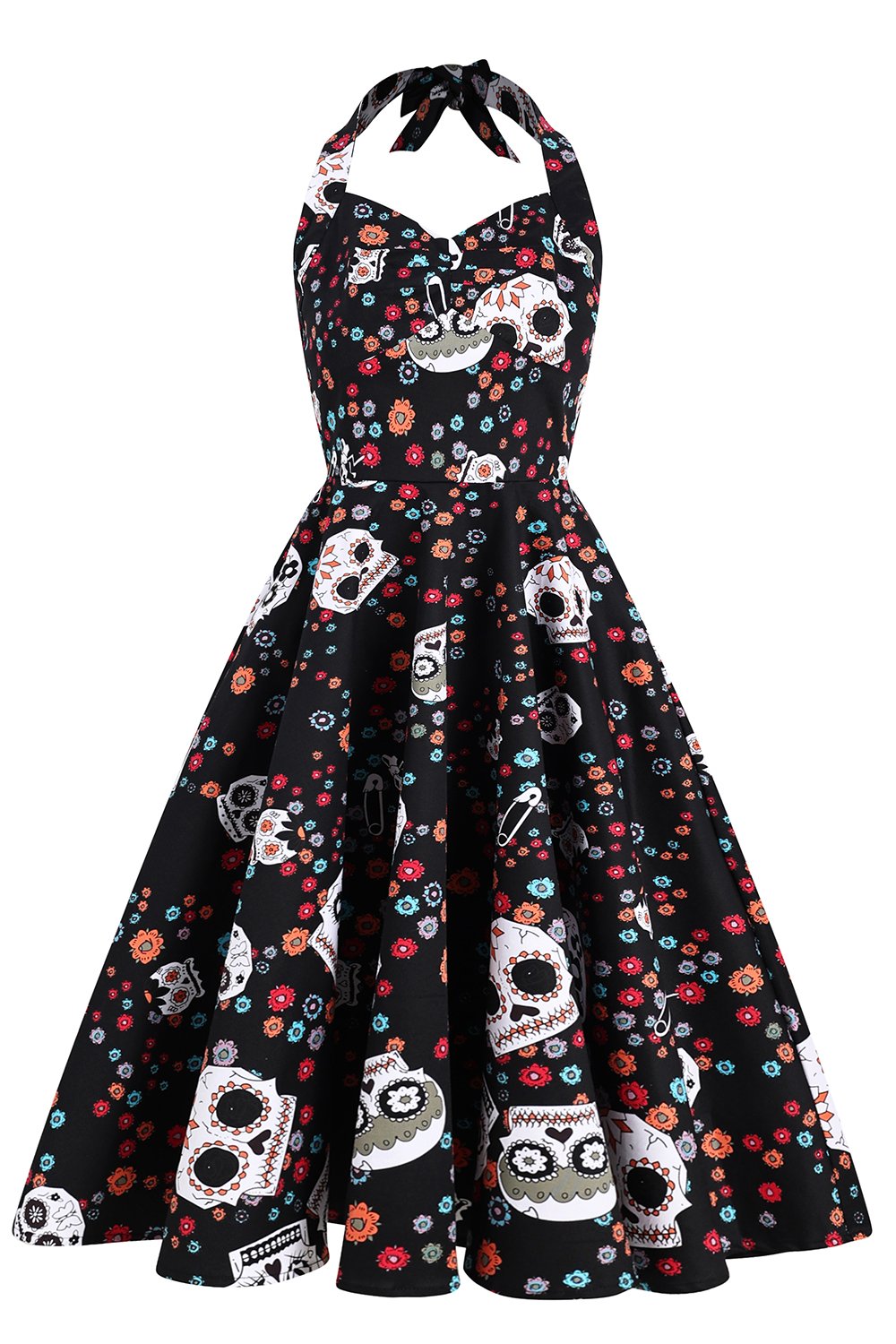 Robe d’Halloween Vintage à Motif Crâne