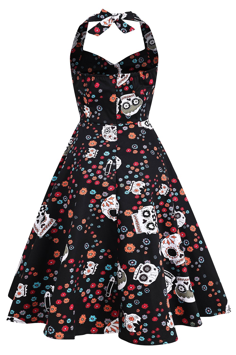 Robe d’Halloween Vintage à Motif Crâne