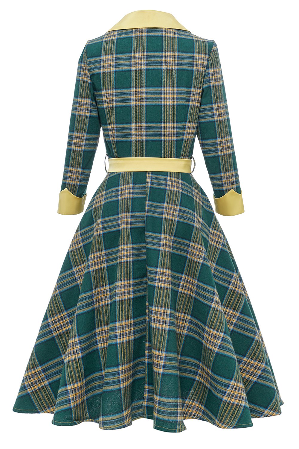 Robe Verte Vintage d’automne à carreaux