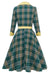 Robe Verte Vintage d’automne à carreaux