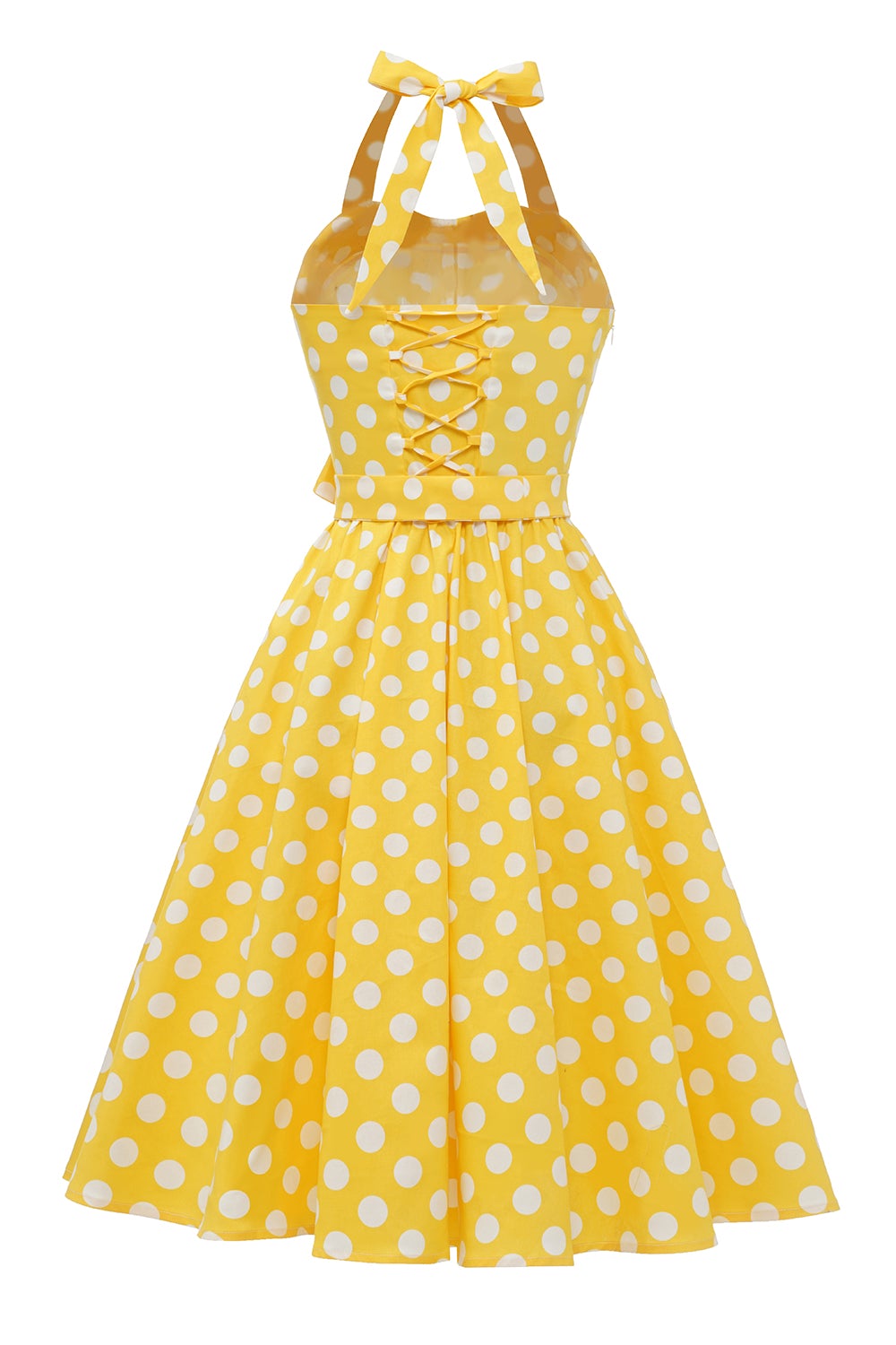 Robe vintage à pois jaune Pin Up