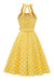 Robe vintage à pois jaune Pin Up