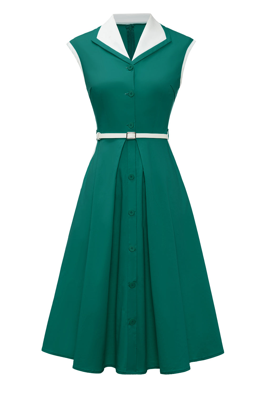 Robe Vintage Verte Trapèze Col à revers