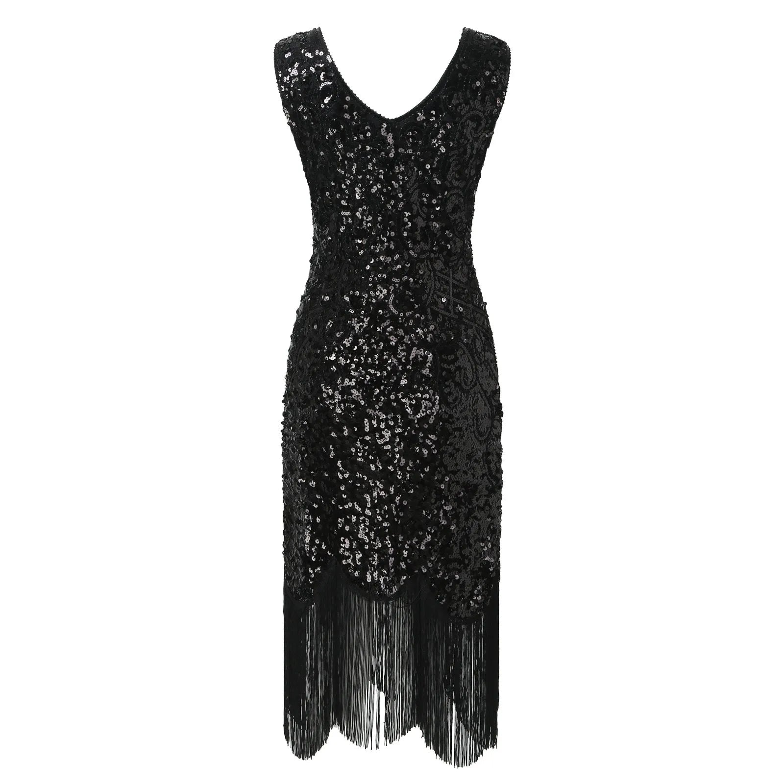 Robe Charleston Année 20 - Noir Intense