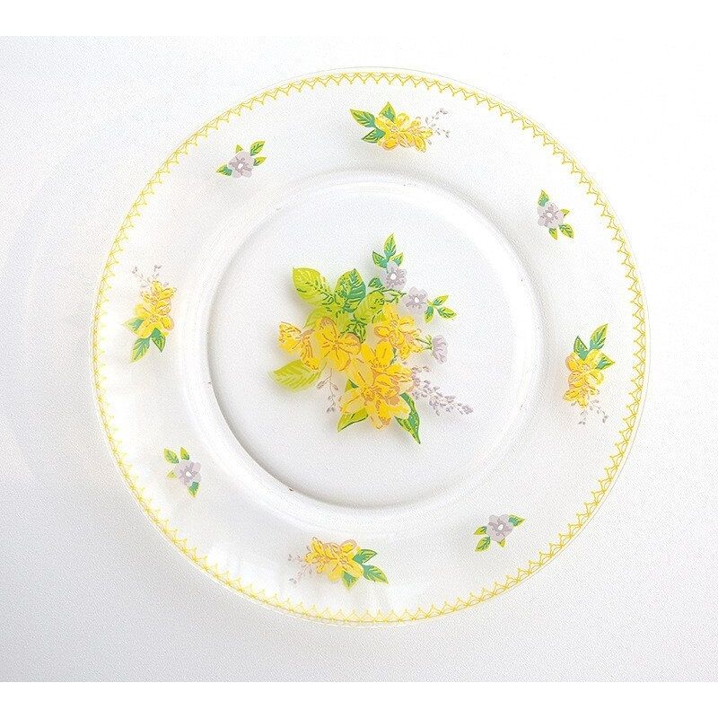 Assiette Transparente Vintage avec motif de Marguerite