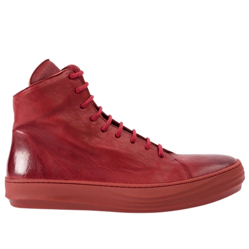 Basket Cuir Rouge Vintage Homme