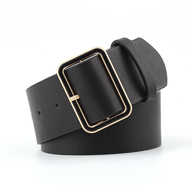 Ceinture Noire Cuir Vintage Femme