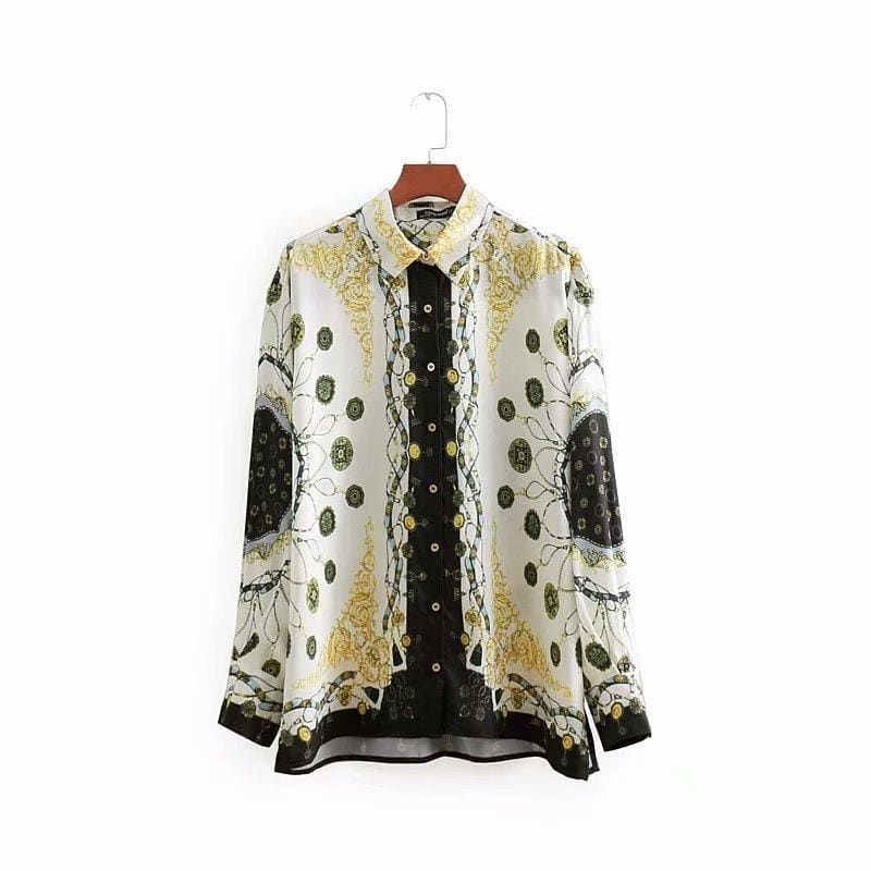 Chemise Blouse Femme Vintage Multicolore