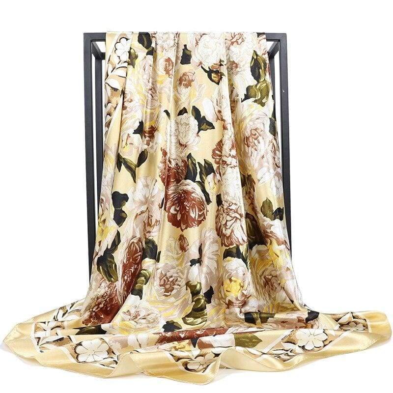 Foulard Beige Floral Vintage