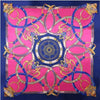 Foulard Rose Vintage imprimé Bleu Doré