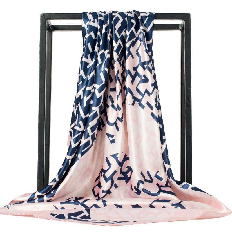 Foulard Vintage Rose Motif Bleu