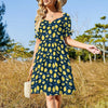 Robe bleu marine pin up citron