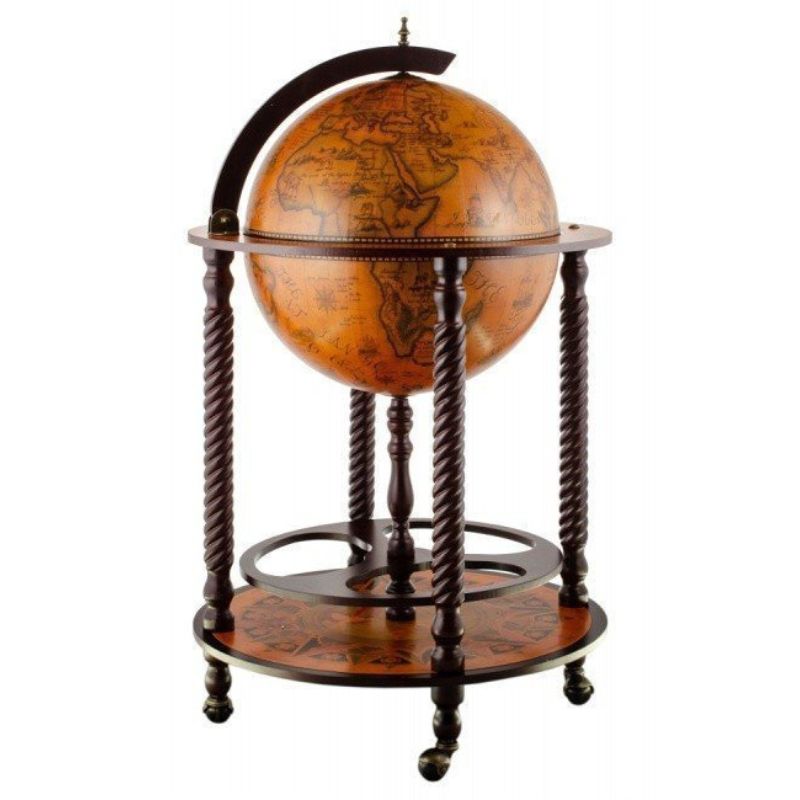 Globe Terrestre Ancien sur Pied