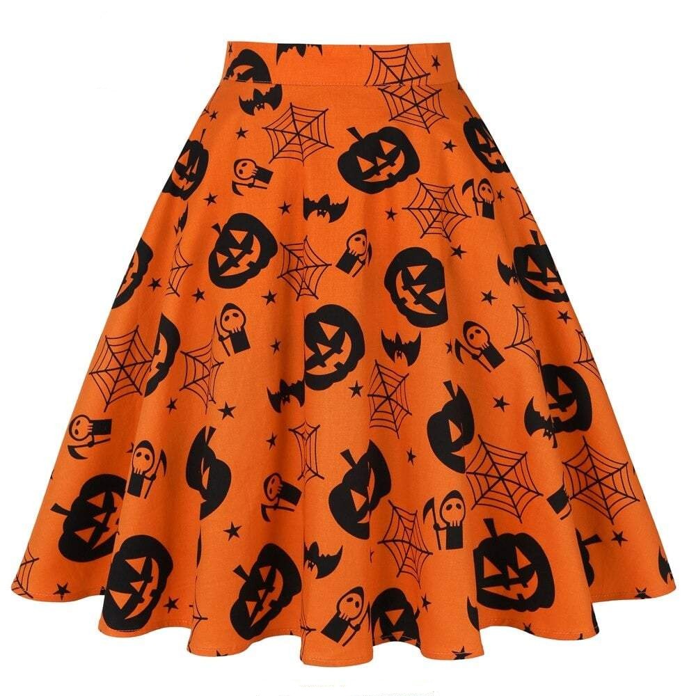 Jupe Vintage Orange Halloween Citrouille