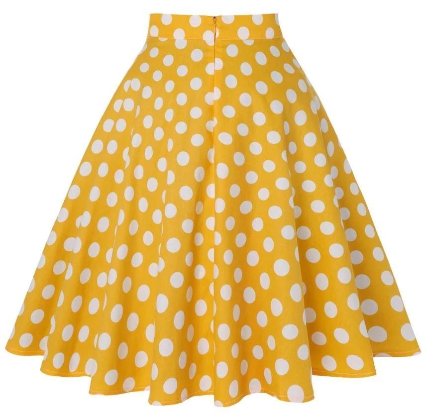 Jupe Vintage Jaune Pois Blancs