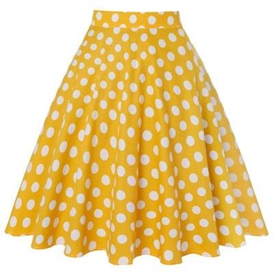 Jupe Vintage Jaune Pois Blancs