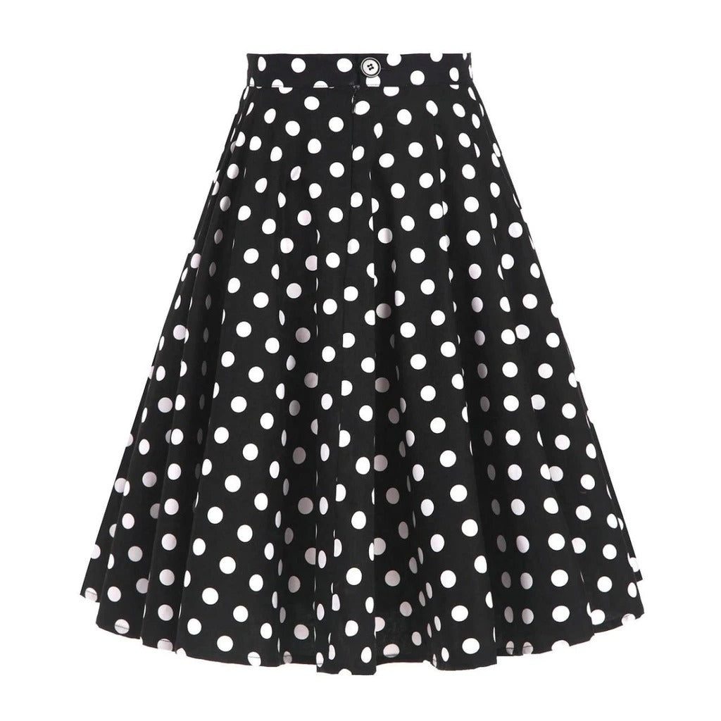 Jupe Vintage Noir Pois Blancs