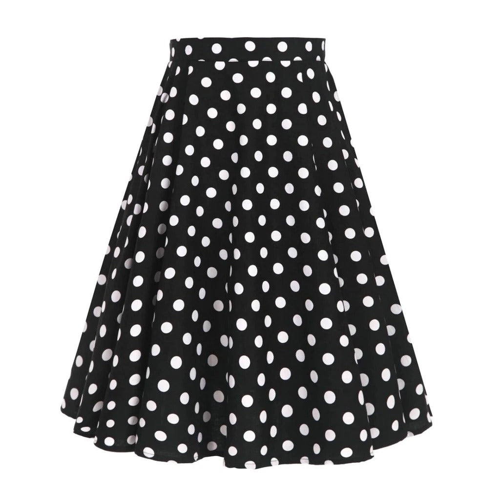 Jupe Vintage Noir Pois Blancs