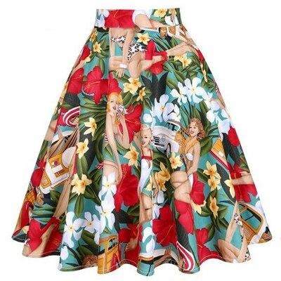 Jupe Vintage Pin-Up Rouge Floral