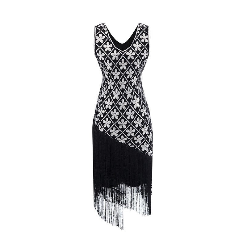 Robe Charleston Année 20 - Noir & Argent