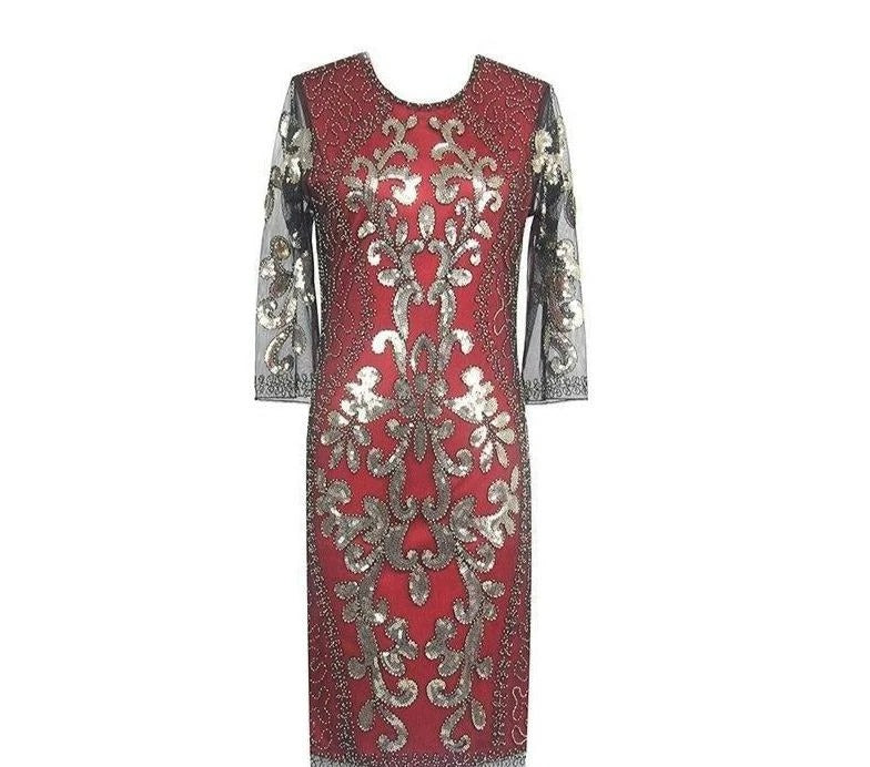 Robe De Soirée Style Gatsby Rouge Or