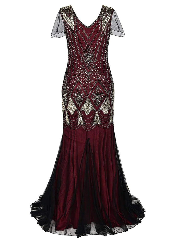 Robe Gatsby Longue Haute Couture Bordeaux