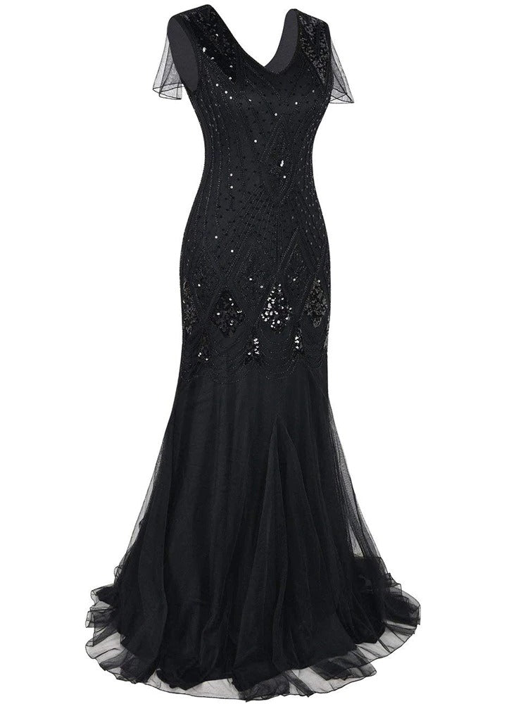 Robe Gatsby Longue Haute Couture Noire