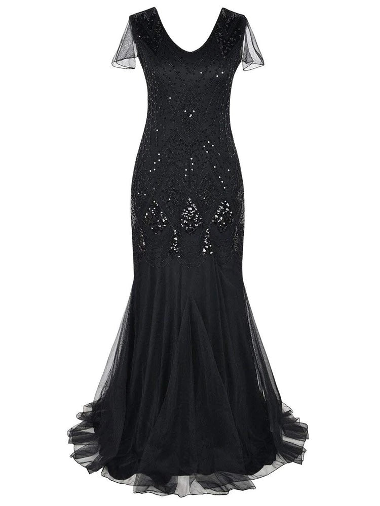 Robe Gatsby Longue Haute Couture Noire