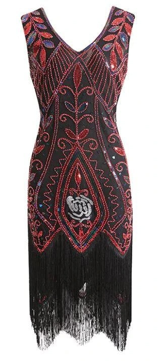 Robe Gatsby Plume Rouge et Noire