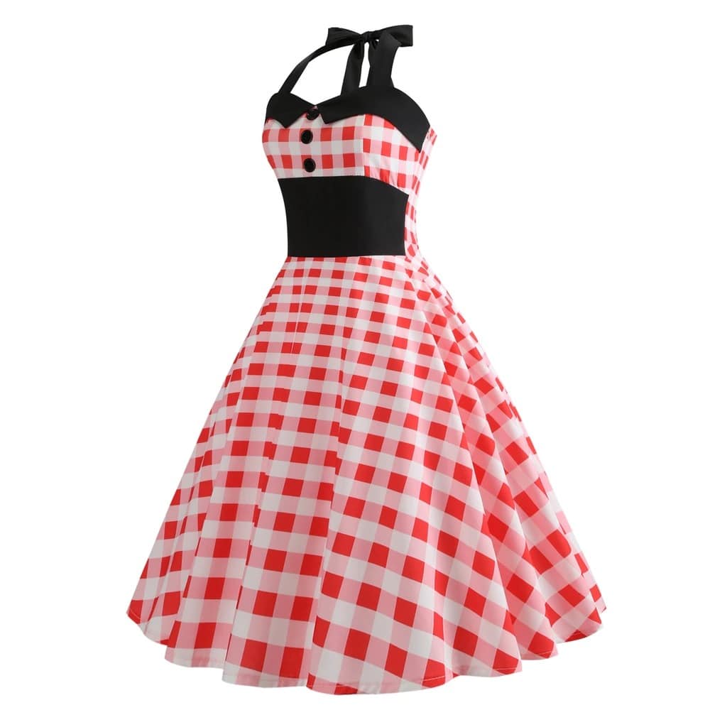 Robe Vintage - Pin-Up Vichy Rouge